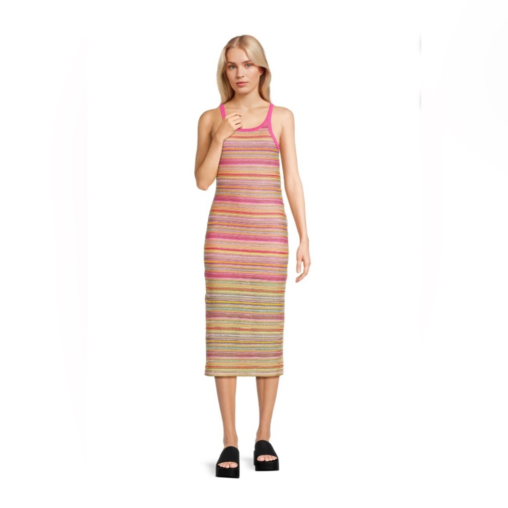 No Boundaries Stripe Tank Dress Pink Multi Color. Size S - Picture 5 of 15